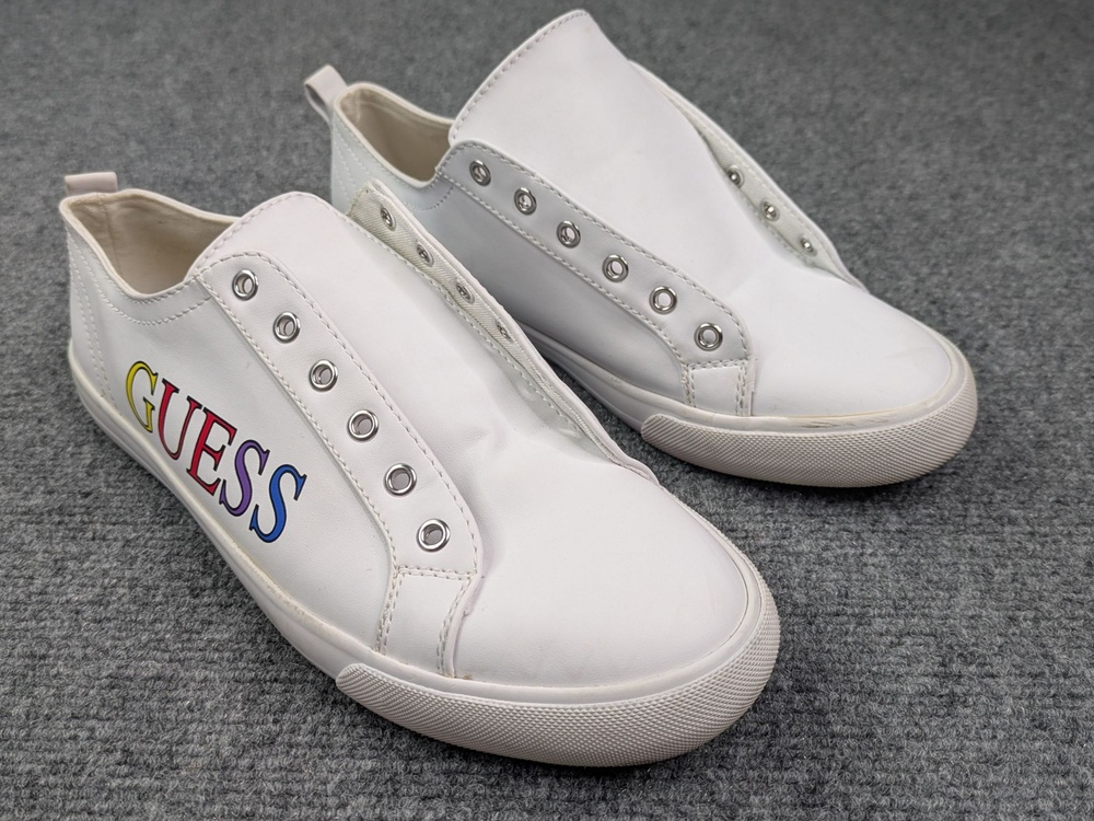 GUESS Shoes Womens 10 White Lace Up Logo Sneaker Casual Low Top WGTURNERS-R